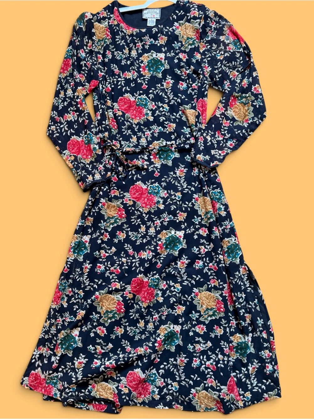 1990s Vintage Floral Long Sleeved Dress Size 2 by Pudding Shop